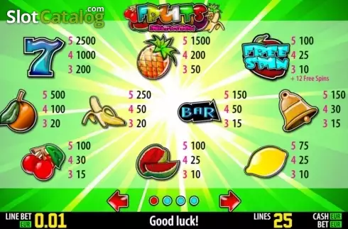 Πίνακας πληρωμών 1. Fruits Dimension HD Κουλοχέρης