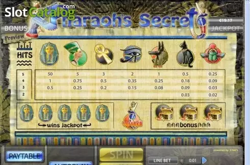 Οθόνη3. Pharaohs Secret (XIN Gaming) Κουλοχέρης