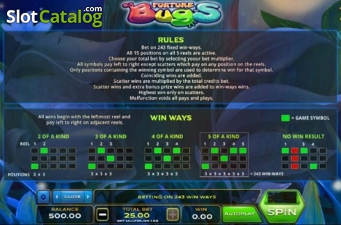 Οθόνη7. Fortune Bugs Κουλοχέρης