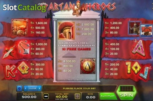 Οθόνη4. Spartan Heroes Κουλοχέρης