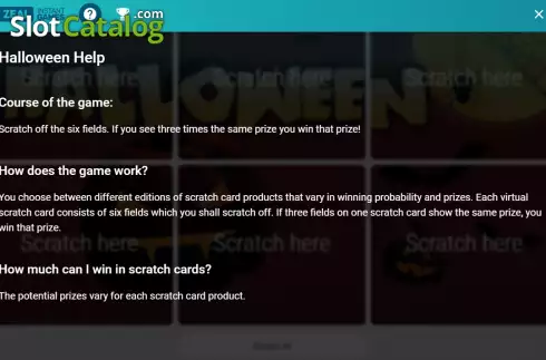 Οθόνη7. Halloween (Zeal Instant Games) Κουλοχέρης