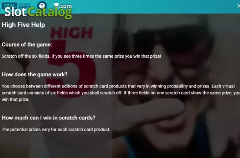 Οθόνη7. High Five (Zeal Instant Games) Κουλοχέρης 