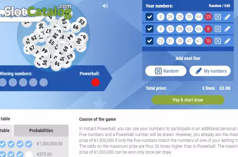 Οθόνη3. Instant Powerball Κουλοχέρης