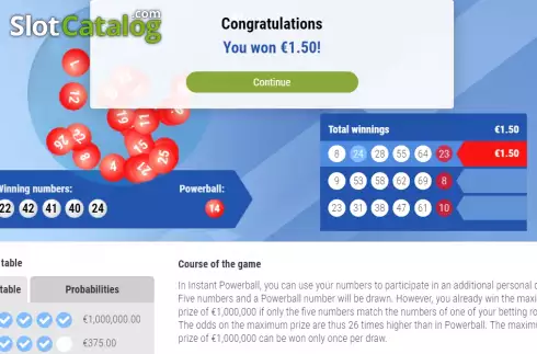 Οθόνη5. Instant Powerball Κουλοχέρης