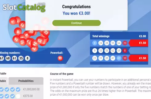Οθόνη6. Instant Powerball Κουλοχέρης
