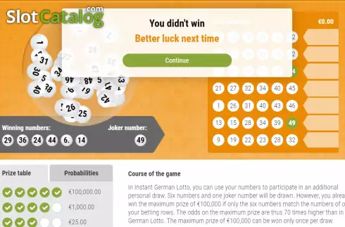 Οθόνη4. Instant German Lotto Κουλοχέρης