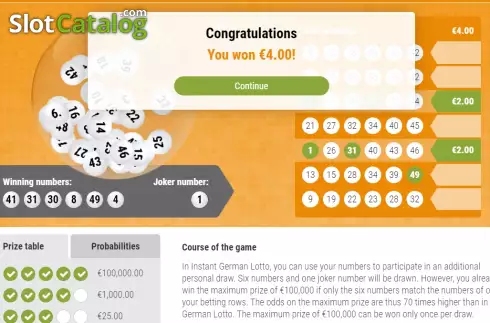 Οθόνη5. Instant German Lotto Κουλοχέρης