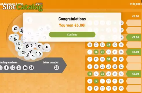 Οθόνη6. Instant German Lotto Κουλοχέρης