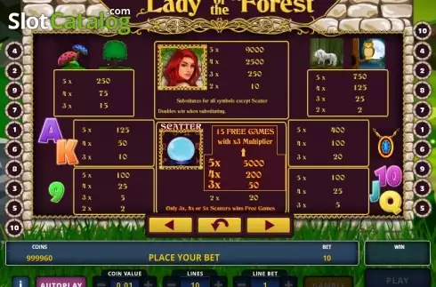 Πίνακας πληρωμών 1. Lady of the Forest Κουλοχέρης