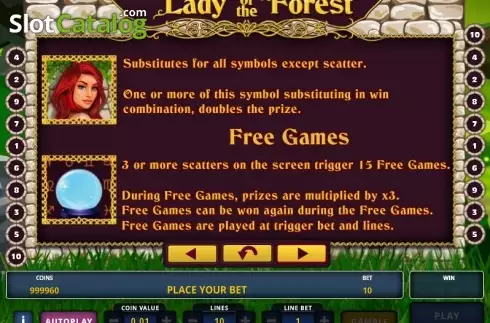 Πίνακας πληρωμών 2. Lady of the Forest Κουλοχέρης