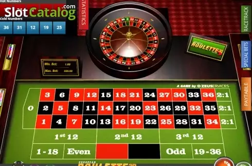 Οθόνη 1. European Roulette 3D Deluxe Κουλοχέρης 