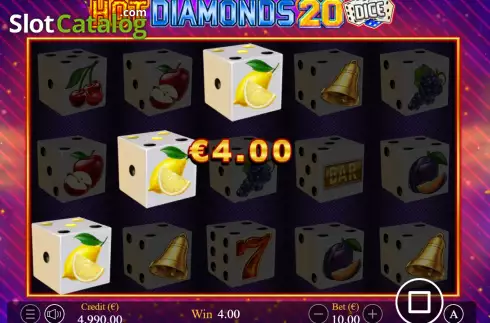 Οθόνη3. Hot Diamonds 20 Dice Κουλοχέρης