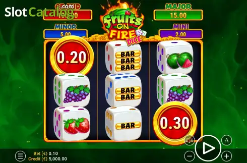Οθόνη2. Fruits on Fire Dice Κουλοχέρης