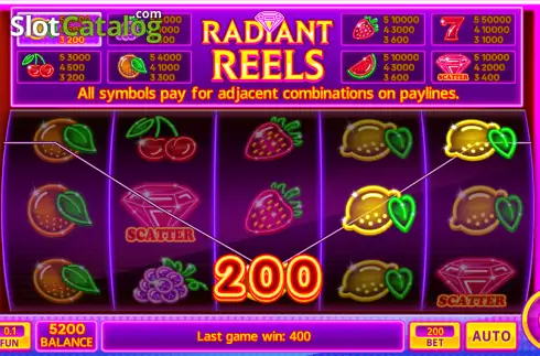 Οθόνη3. Radiant Reels Κουλοχέρης