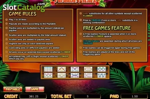 Οθόνη4. Paradise Riches Κουλοχέρης