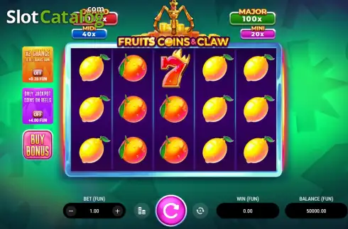 Οθόνη2. Fruits, Coins & Claw Κουλοχέρης