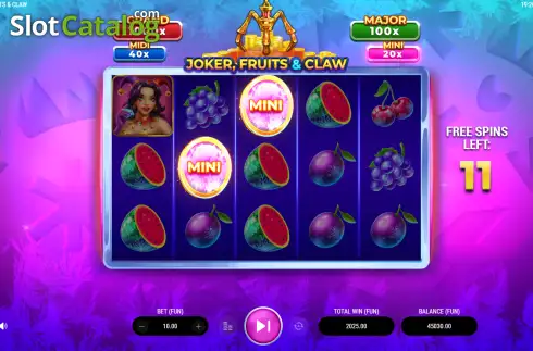 Οθόνη3. Joker, Fruits & Claw Κουλοχέρης