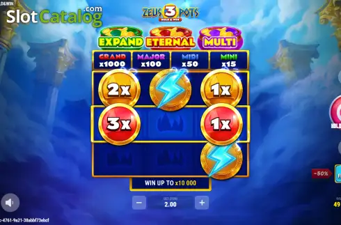 Οθόνη2. Zeus 3 Pots: Hold & Win Κουλοχέρης