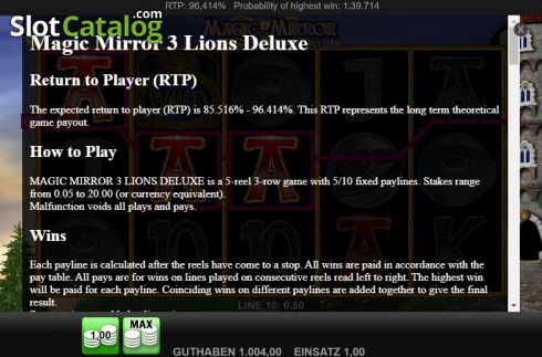Οθόνη7. Magic Mirror 3 Lions Deluxe Κουλοχέρης 