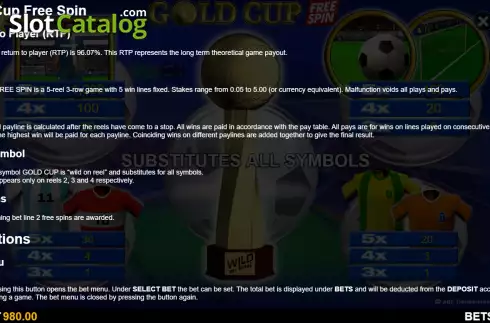 Οθόνη6. Gold Cup Free Spin Κουλοχέρης