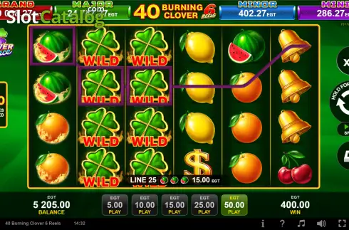 Οθόνη3. 40 Burning Clover 6 Reels Κουλοχέρης