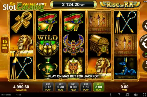Οθόνη2. Rise of Ra Progressive Jackpot Κουλοχέρης