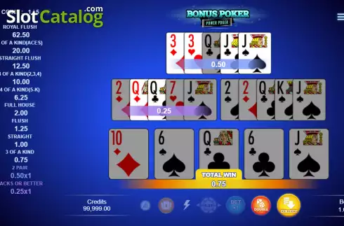 Οθόνη3. Bonus Poker - Power Poker Κουλοχέρης