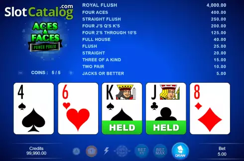 Οθόνη2. Aces & Faces - Power Poker Κουλοχέρης 
