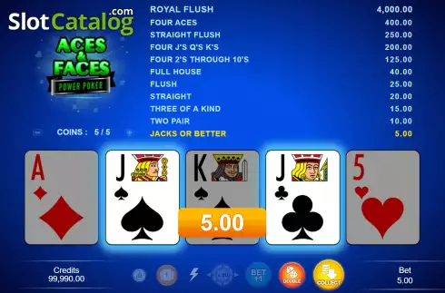 Οθόνη3. Aces & Faces - Power Poker Κουλοχέρης 