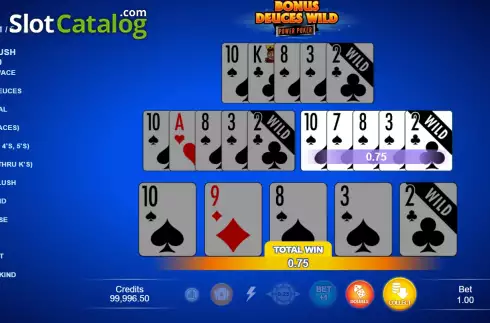 Οθόνη3. Bonus Deuces Wild - Power Poker Κουλοχέρης