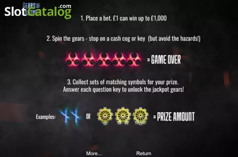PayTable. Gears of Fortune (G.Games) Κουλοχέρης