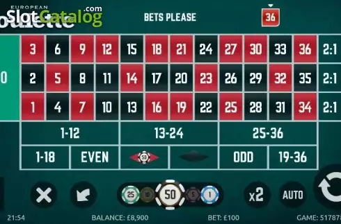 Οθόνη2. European Roulette (G.Games) Κουλοχέρης 