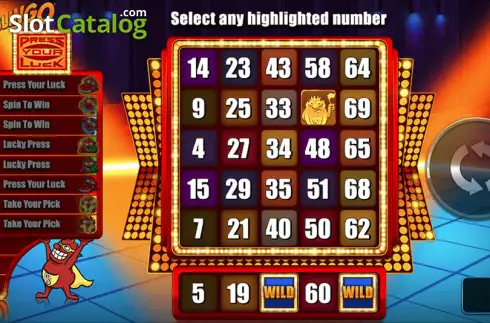 Οθόνη2. Slingo Press Your Luck Κουλοχέρης 