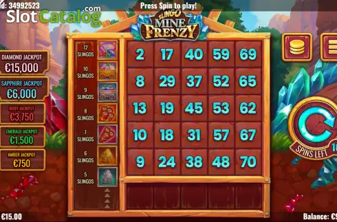Οθόνη2. Slingo Mine Frenzy Κουλοχέρης 