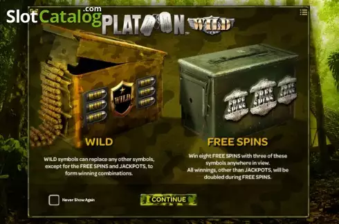 Τα χαρακτηριστικά του παιχνιδιού. Platoon Wild Κουλοχέρης