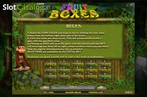 Πίνακας πληρωμών 1. Fruit Boxes Κουλοχέρης 