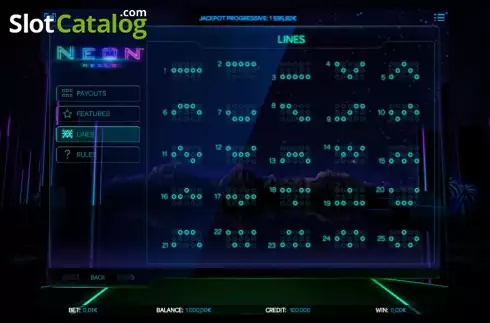 Πίνακας πληρωμών 3. Neon Reels Κουλοχέρης