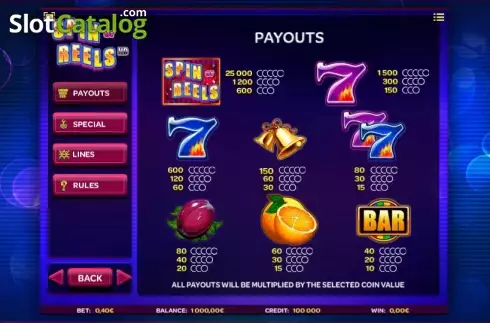 Πίνακας πληρωμών 1. Spin or Reels Κουλοχέρης