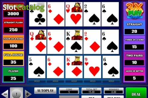 Οθόνη3. 3x Play Poker Κουλοχέρης