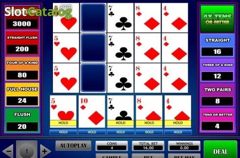 Οθόνη4. 4x Tens Or Better Poker Κουλοχέρης 
