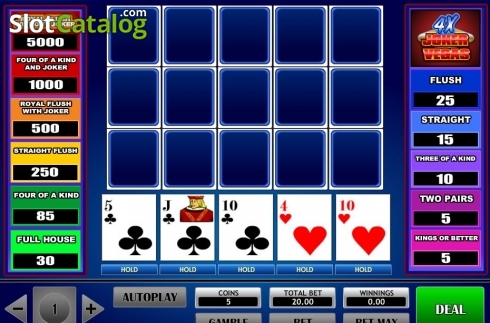 Οθόνη2. 4x Vegas Joker Poker Κουλοχέρης