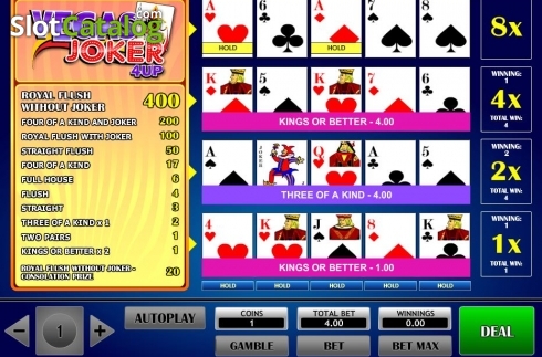 Οθόνη5. Joker Vegas 4 Up Κουλοχέρης