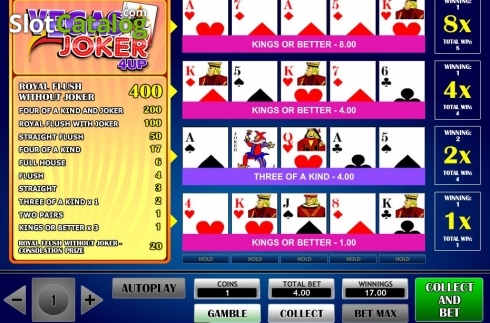 Οθόνη6. Joker Vegas 4 Up Κουλοχέρης