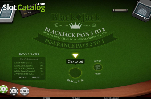 Οθόνη2. Blackjack Royal Pairs Κουλοχέρης