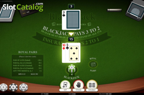 Οθόνη4. Blackjack Royal Pairs Κουλοχέρης