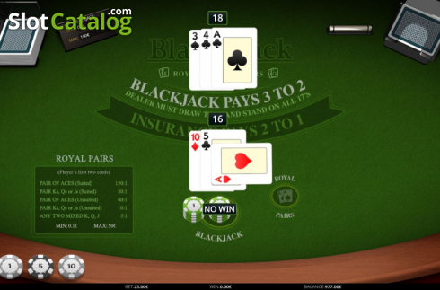 Οθόνη5. Blackjack Royal Pairs Κουλοχέρης