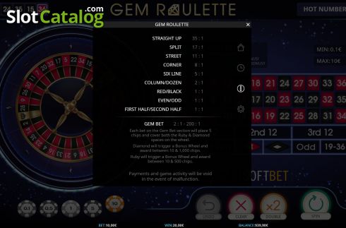 Οθόνη4. Gem Roulette Κουλοχέρης