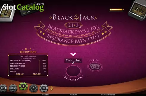 Οθόνη3. Blackjack 21+3 (iSoftBet) Κουλοχέρης