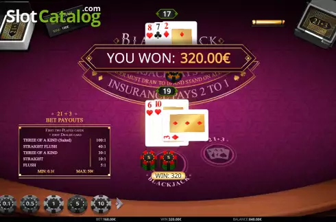 Οθόνη5. Blackjack 21+3 (iSoftBet) Κουλοχέρης