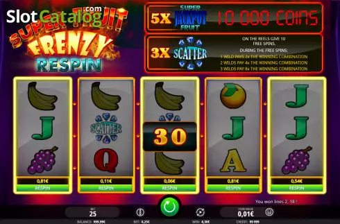Οθόνη4. Super Fruit Frenzy Respin Κουλοχέρης